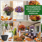 20 Pcs 10 Inch Plastic Hanging Planter Bulk Self Watering Hanging Baskets for Plants with Holes and Chain Plant Pot Outdoor Indoor Planter for Garden, Balcony, Porch, Patio Decor - Image 5