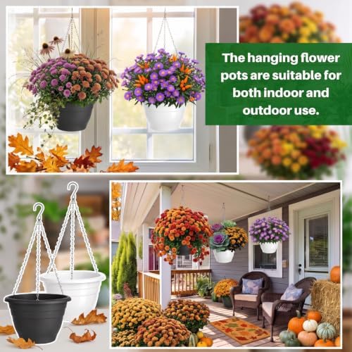 20 Pcs 10 Inch Plastic Hanging Planter Bulk Self Watering Hanging Baskets for Plants with Holes and Chain Plant Pot Outdoor Indoor Planter for Garden, Balcony, Porch, Patio Decor - Image 5