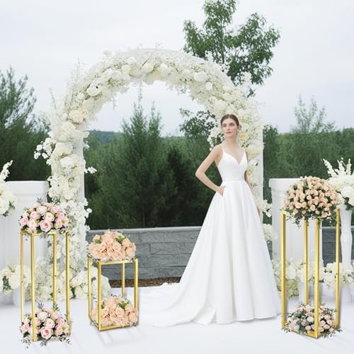 3pcs Cylinder Stands for Party, Gold Square 15.7/23.6/31.5 inch - Image 6