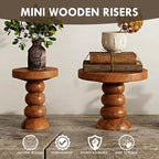 2 Pack Teak Wood Display Risers for Rustic Natural Home Decor - Image 6