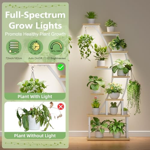 2 Pack Plant Stand Indoor with Grow Lights, 9 Tier Large Tall Plant Shelf - Image 3