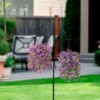 Homsunny Artificial Fake Hanging Plants Flowers Baskets for Outdoor Outside Spring Decor,Faux Silk Daisy UV Resistant Look Real Summer Decorations for Home Porch Patio Yard Garden(Purple - Image 2