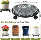 2-Pack 12 Inch Metal Plant Caddy with Wheels Large Heavy-duty Rolling Plant Stands Wheeled Planter Dolly Flower Pot Mover Rollers Rust-proof Garden Coasters Trolley for Indoor Outdoor Use - Image 4