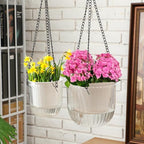4 Pcs 6.5'' 4.5'' Hanging Self Watering Pot for Indoor Plant, Green, Clear - Image 4