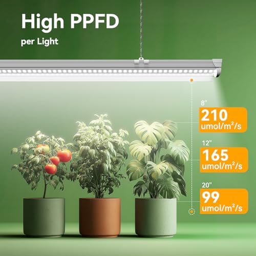 Elaruslux 3FT Plant Grow Light,5000K Full Spectrum White,192W(6 x 32W), LED Grow Light Strips with Timer, Aluminum Reflector, Linkable,Plant Growing Lamp Fixture for Greenhouse Indoor 6pcs - Image 4