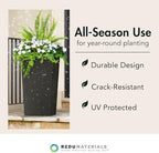 Tierra Verde Citadel Stucco Self-Watering Square Planter, Black, 13.5"x26" - Image 3