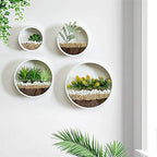 Pack of 4 Round Wall Planters Hanging Metal Plant Containers Circle Plant Holder Contemporary Morden Circle Iron Vase for Succulents or Herbs Cactus and More (White) by EssenceLiving