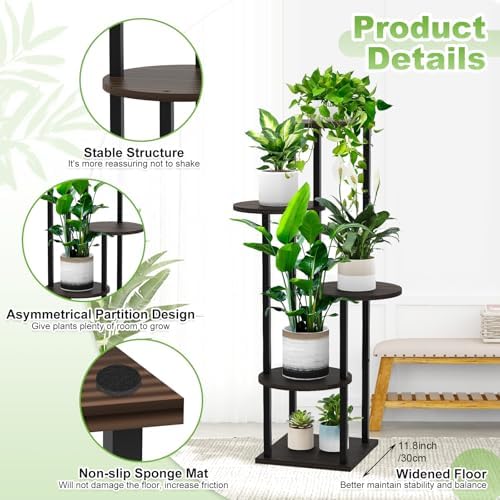 5 Tier Plant Stand Indoor Corner Tall Shelf for Multiple Plants - Image 3