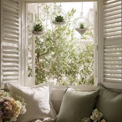Zopeal 6 Pcs Glass Hanging Planter Wall Vase Terrarium Hydroponic Plants - Image 6