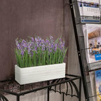 14" Artificial Lavender Plant Fake Lavender Flower Arrangement in Wood Box - Image 5