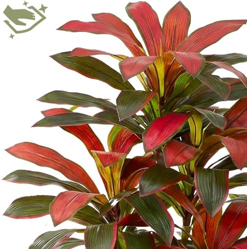 Artificial Red Dracaena Tree Indoor, 7FT Tall Fake Floor Plants with Black Planter & Pebbles, Faux Silk Yucca Tree for Home Office Living Room Bedroom Farmhouse Modern Outdoor Topiary Tree - Image 6