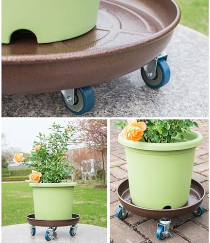 14" Heavy Duty Plant Dolly with Wheels, 280lbs Metal Rolling Plant Stand with Casters, Round Wheeled Planter Caddy Roller Base Carry Potted Tree Flower Pot for Indoor Outdoor Garden, 3 Pack, Bronze - Image 6