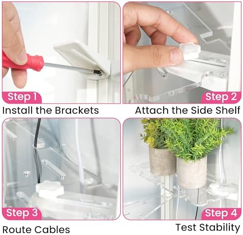 LUVCOSY 2 Pack Side Riser for IKEA Milsbo Tall & Wide Greenhouse Cabinet- 8mm Thick, Small Acrylic Shelf Compatible with IKEA Milsbo Glass-Door Cabinet (Cabinet not included) - Image 6