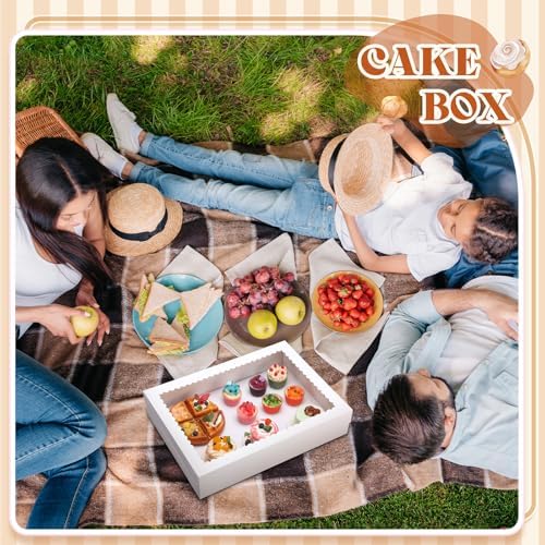 Sinload Half Sheet Cake Box with Window and Board, White, 19x14x4 Inch - Image 5