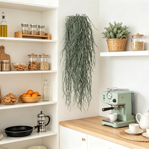 dallisten 4 Pcs Fake Hanging Plants, 36" Artificial Hanging Grass Plants Greenery Vines UV Resistant Faux Trailing Plants for Indoor Outdoor Wall Shelf Porch Boho Home Patio Decor(Dust Green) - Image 4