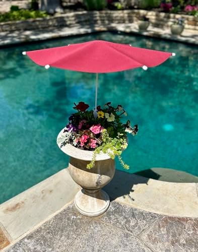 Fixed Plant Shade for Potted Plants 28" x 30" Outdoor Container Sun Shade Cover Premium Fabric Canopy with Fiberglass Frame & Soil Anchor Stripes & Solids Assembly Required by PlantCabana