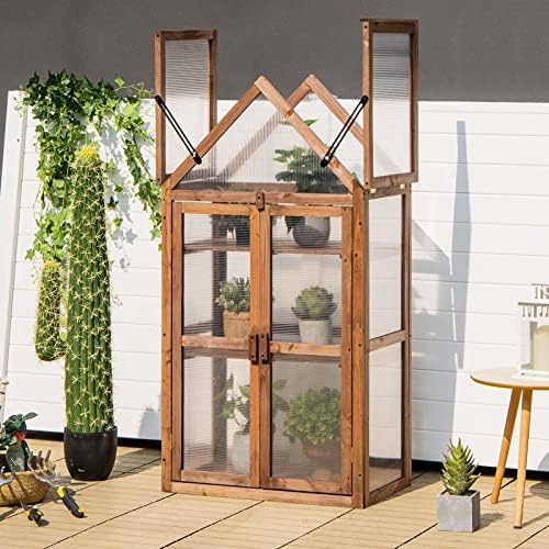 GRAFFY Wooden Cold Frame Greenhouse with 3 Removable Shelves for Outdoor by BUYNOW