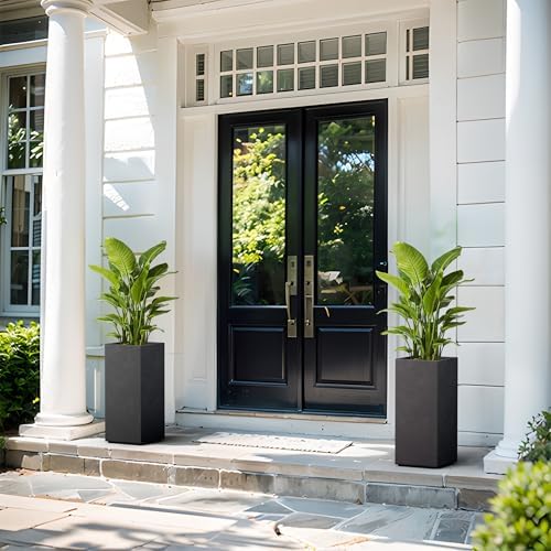 Kante Small Column Square Black Concrete Planter 19.9" H, Outdoor - Image 5