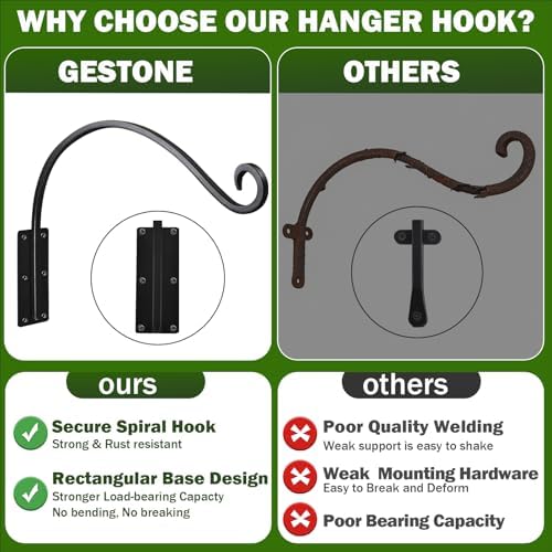 Heavy Duty 16 Inch Plant Hangers Bracket Outdoor 4 Pack Hanging Plant Hook - Image 6