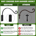 Heavy Duty 16 Inch Plant Hangers Bracket Outdoor 4 Pack Hanging Plant Hook - Image 6