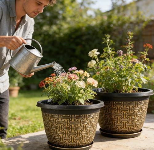 Nooulap 4 Pack 16 Inch Planter, Large Plastic Flower Pots - Image 3