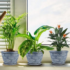 Nooulap Outdoor Flower Pots Set of 3, 11 Inch, Blue - Image 4