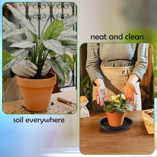 8 Pack 20 Inch Round Plant Saucers for Less 18 Inch Pot Indoors Outdoors Plant Trays for Pots Planter Saucer Plastic Drip Tray Planter Water Tray (Black, 20"(8pcs)) - Image 5