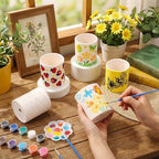 Zubebe 12 Pcs Paint Your Own Ceramic Pots Bulk Unfinished Succulent Pots Craft Kit with Drainage Hole Mini Paintable Plant Vase Ready to Paint Planter for Cactus DIY Craft (Insect) - Image 4