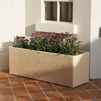 42" Large Rectangular Outdoor Planter, Off-White, Modern Plant Boxes - Image 2