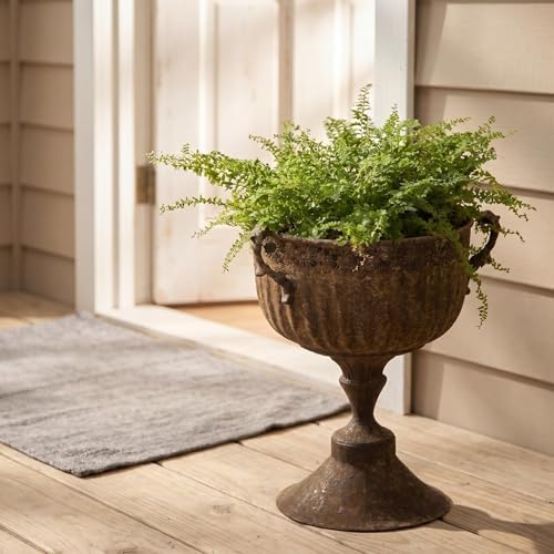 Vintage Urn Planter with Embossed Pattern, Decorative Bronze Finish Flower Pot, Classic Round Plant Pot for Outdoor Indoor Home Garden Patio Front Porch Entryway（16.2 * 12.2 * 15.8） - Image 5