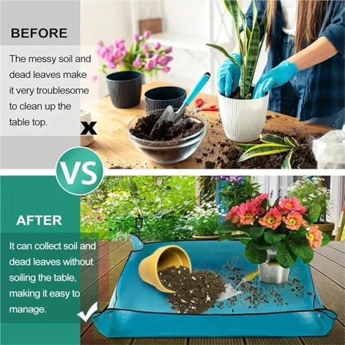 75×75cm Garden Planting Mat Flower Pot Plant Repotting Reusable Foldable Gardening Transplanting for Indoor Plant Repotting(Blue) - Image 6
