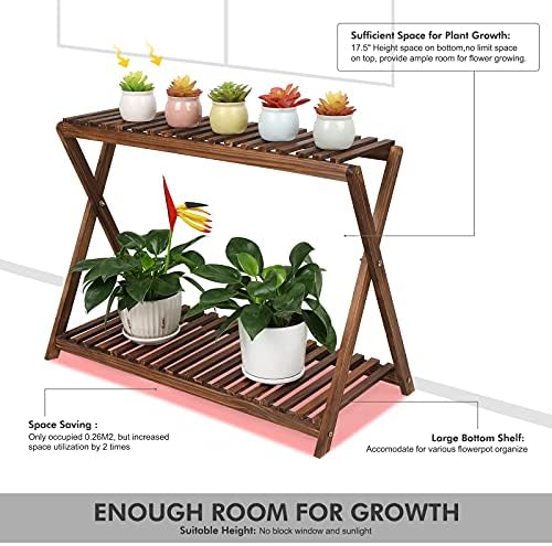 Wood Plant Stand Shelf Indoor Outdoor 2 Tier Plant Bench Corner - Image 3
