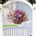 Homsunny Artificial Faux Hanging Flowers Plants with Basket for Outdoor Spring Decoration, Fake Silk Daisy Outside Indoor UV Resistant Look Real Yard Patio Front Porch Garden Balcony Home Decor(Mix4) - Image 7