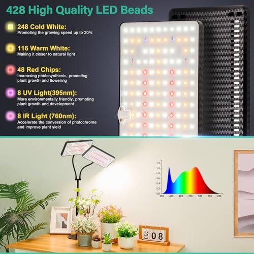 LBW Desk Grow Lights for Indoor Plants, 428 LEDs Full Spectrum Plant Light - Image 3