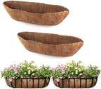 2 Pack Trough Coco Liner Fiber Replacement for Planters, 24/30/36/48 inch Half Moon Coconut Coir Planter for Window Box/Hanging Trough Planter, Garden Flower Vegetables Pot, Fence Flower Baskets by EROCK
