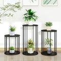 Plant Stand Indoor,small plant stool,Flower Pot Corner stand holder,Mid Century Heavy Duty Metal Tall Home Decor,Modern Round End Table,Small Rustic Display Stand for Living Room,Bedroom(Black,3 Packs) by Leinade