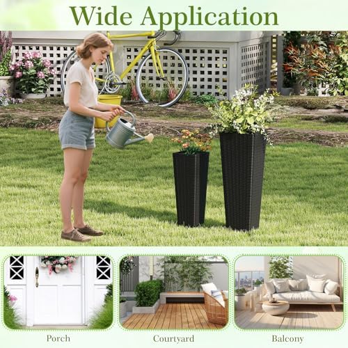 GIANTEX Planters for Outdoor Plants Set 2, 32" & 24" Tall Tapered Plants - Image 5