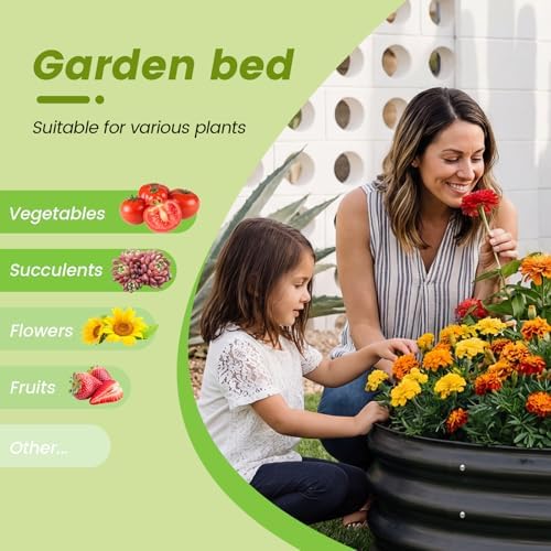 AHEONLAR 3Pack 2x2x1 ft Round Galvanized Raised Garden Bed Kit Round Metal Flower Box Large Planter Raised Beds Outdoor Garden for Planting,Fruit,Herb-Grey - Image 4