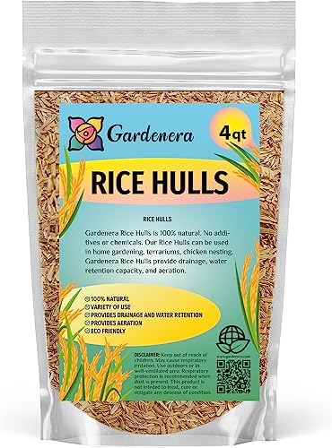 Boost Your Garden's Sustainability with Gardenera Horticultural Grade Rice Hulls - Enhance Soil Structure and Microbial Activity - 4 QUARTS by Gardenera