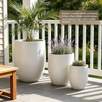 Kante Large Round Bullet White Concrete Planter 21.7" Tall, Outdoor - Image 6