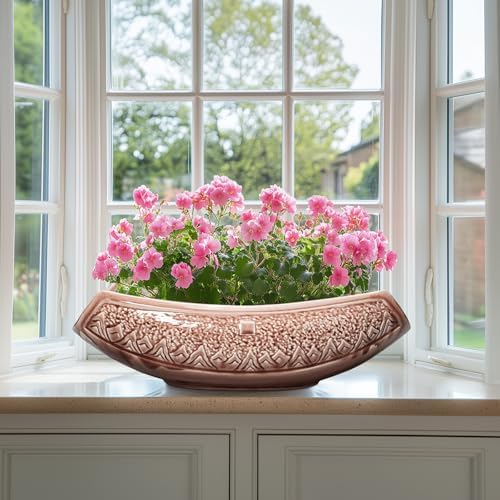 Large Bonsai Pots - 18 Inch Ceramic Succulent Pots with Drainage Hole, Bonsai Planter for Indoor Outdoor Plants, Ceramic Flower Pot, Decorative Plant Pot, Home Decor, Birthday Gifts, Red-Brown - Image 6