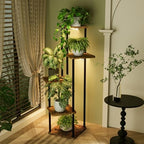 Bamworld Tall Plant Stand Indoor with Grow Light Corner Plant Shelf - Image 2