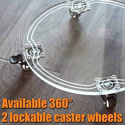 1PC Plant Caddy 10inch Acrylic Heavy Duty Round Plant Stand with 2 Roller Lockable Caster Wheels,Indoor Outdoor Holds Up 150 Lbs Patio/Flower Pot/Dolly,Transparent - Image 5