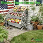 NestNature Wooden Wagon Planter Box|Raised Garden Bed W/Wheels for Plants - Image 2
