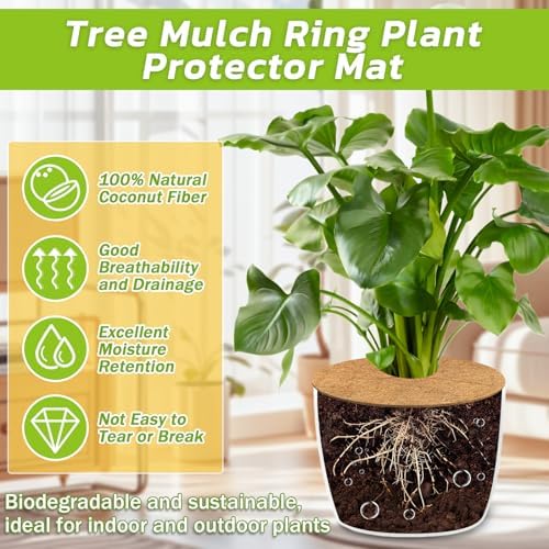 Legigo 6 Pack Coconut Fiber Mulch Ring Tree Plant Protector Mat, 18 Inch - Image 3