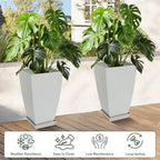 Neoaider Set of 2 Tall Planter, 21 inch Large Plastic Planter, Bluish Gray - Image 2