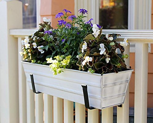 Achla Designs Galvanized Window Flower Box Planter-Cape Cod White-Small (22" L x 6" W x 5" H) - Image 6