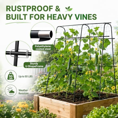 63x63 Cucumber Trellis for Raised Garden Bed, Black - Image 4