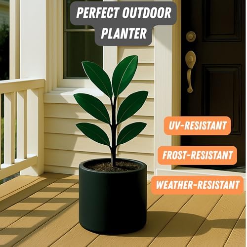Fox & Fern Large Planter for Indoor or Outdoor, Matte Black, 8 Inch - Image 5