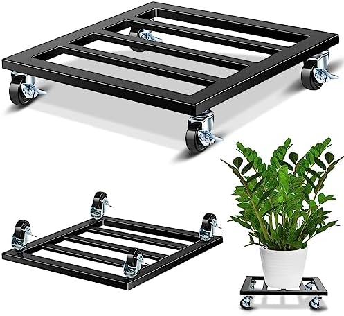 Taiyin 20 Inch Metal Plant Stand with Lockable Wheels Heavy Duty Rolling Stand 350lb Square Roller Base Potted Plant Dolly for Outdoor Indoor Patio Planter Large Succulent Flower Pot Cart by Taiyin